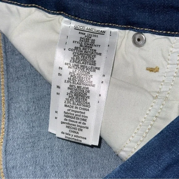 Good American Good Waist Skinny Jeans Raw Hem Plus Size Dark Blue - Picture 8 of 14